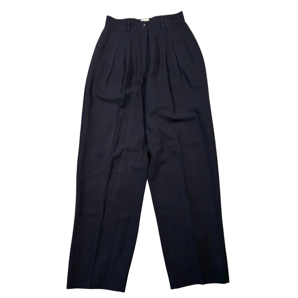 Vestimenta Dress Pant Womens Actual 25 Navy Wool High Rise Pleated Trouser Italy